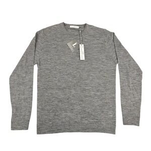 Grey Daniele Alessandrini Sweater Mens IT 54 Gray Mohair Wool Crewneck Knit New